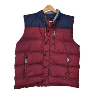 Orvis Duck Down Mens Puffer Vest Maroon Blue Size Large Outdoor Hiking Size L
